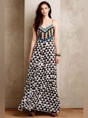 Mara Hoffman Embellished Maxi Dress Alta Print - Anthropologie Style - XS